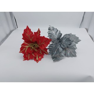 Fiore stella di natale due colori argento e rosso |…