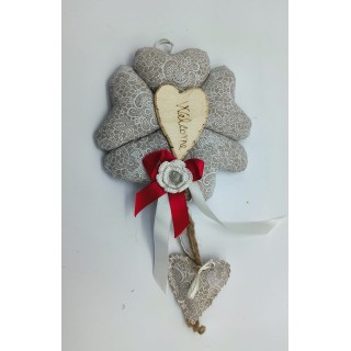 Ghirlanda piccola con cuori in tessuto 18x29 cm | CarinCasa