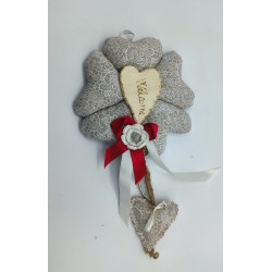 Ghirlanda piccola con cuori in tessuto  18x29 cm