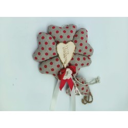 Ghirlanda piccola con cuore in tessuto a pois 19x26 cm