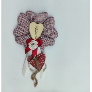 Ghirlanda piccola cuori in tessuto 17x26 cm | CarinCasa