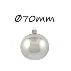Sfere in vetro argento70 mm luce opaca confezione 8 pezzi