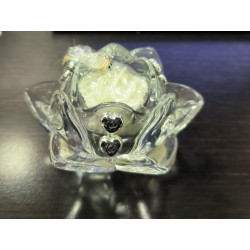 Porta candela fiore con cuori silver 12x7 cm