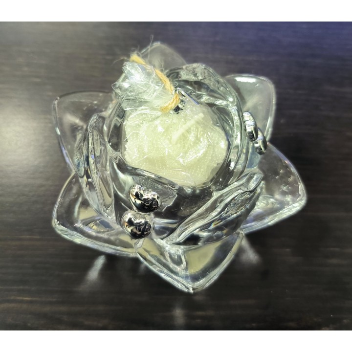 Porta candela fiore con cuori silver 12x7 cm | CarinCasa