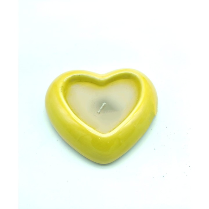 Porta candela gialla cuore 11 cm | CarinCasa