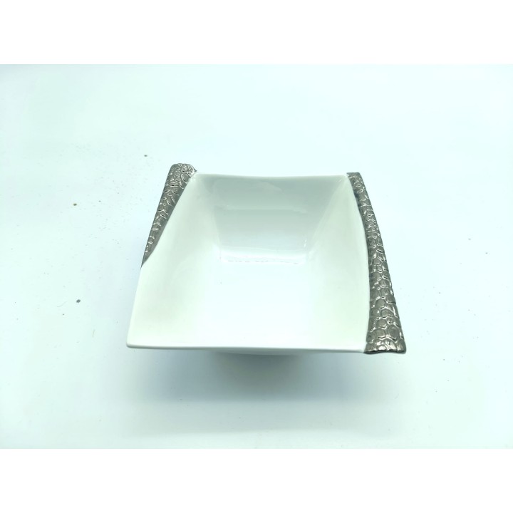 Coppa svuotatasche porcellana harmony bianco argento 15x6…