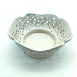 Ciotola svuotatasche porcellana traforata con strass 17x6 cm