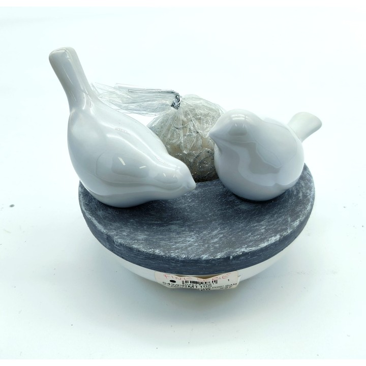 Portacandela con uccellini harmony 14x12 cm | CarinCasa