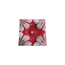 Piatto Aster rosso/bianco milleusi decoro petali 21x21 cm