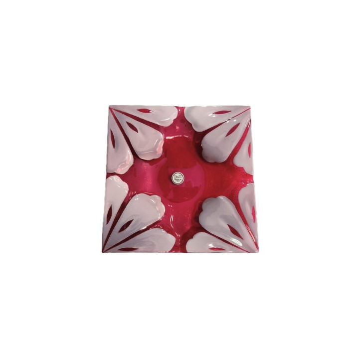 Piatto Aster rosso/bianco milleusi decoro petali 21x21 cm |…