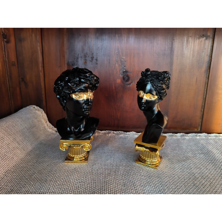 Davide mezzobusto medio oro e nero con benda 19x10 cm |…