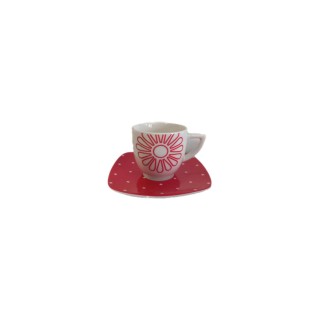 Caffe 6 pezzi babra rosso decoro bifacciale 7 cm | CarinCasa