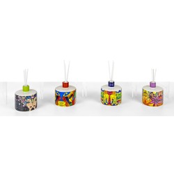 Bottiglia profumatore ceramica stile Naif 7,6×7,6×7,8 cm