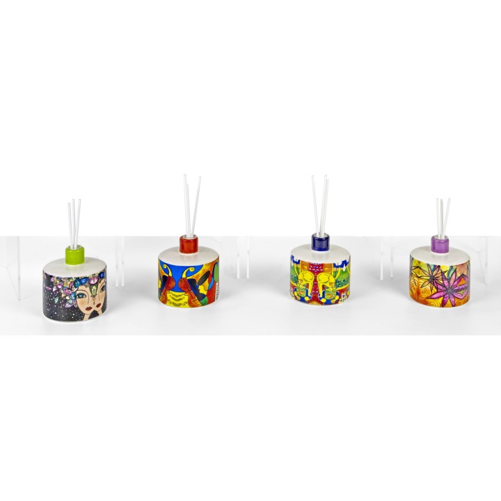 Bottiglia profumatore ceramica stile Naif 7,6×7,6×7,8 cm |…