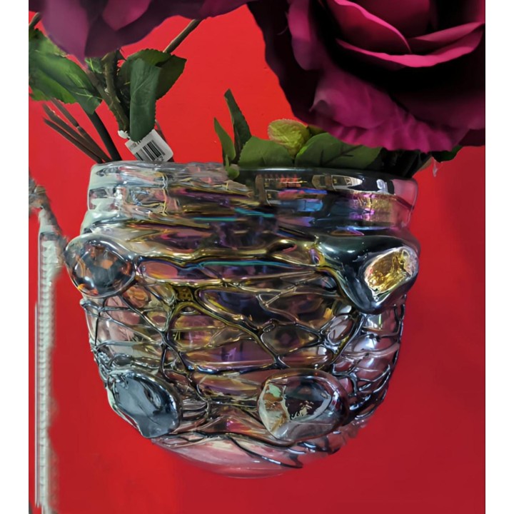 Vaso muro trasparente iride cm 26 vetro di murano |…