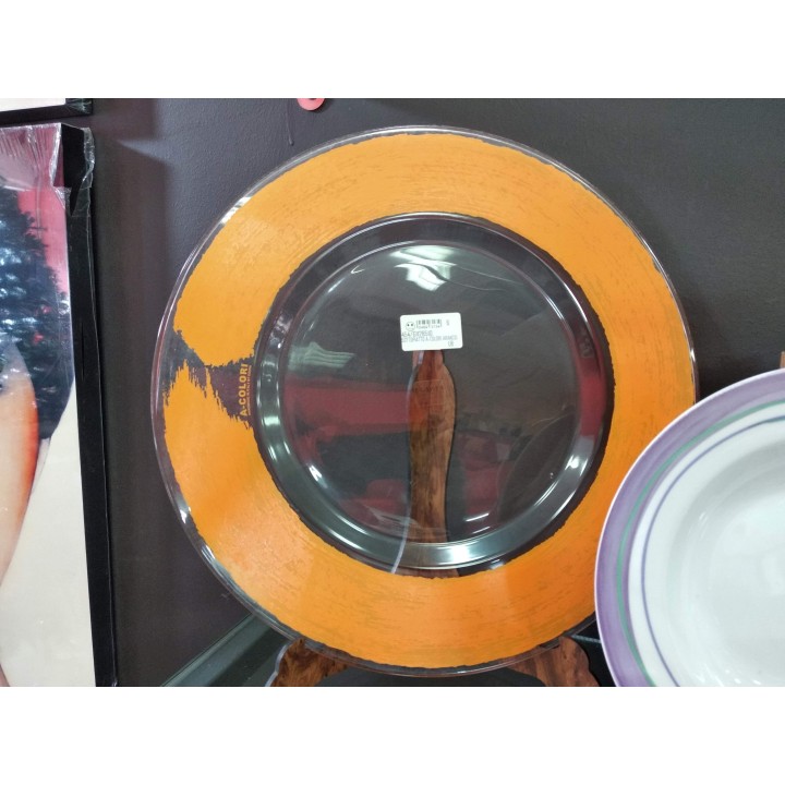 Sottopiatto vetro decorato a mano Egizia colore arancio 35…