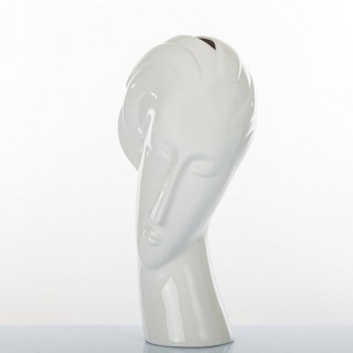 Vaso stilizzato viso porcellana bianca 18x14x37 cm |…