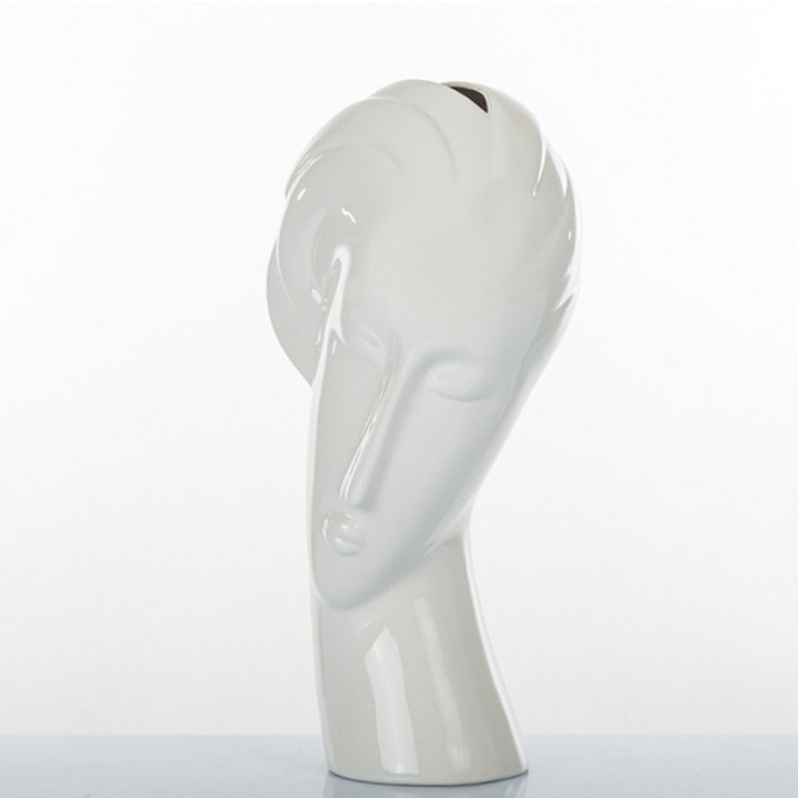 Vaso stilizzato viso porcellana bianca
