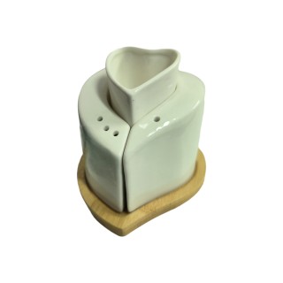 Sale e pepe cuori con ceramica e base bamboo 10x10 cm |…