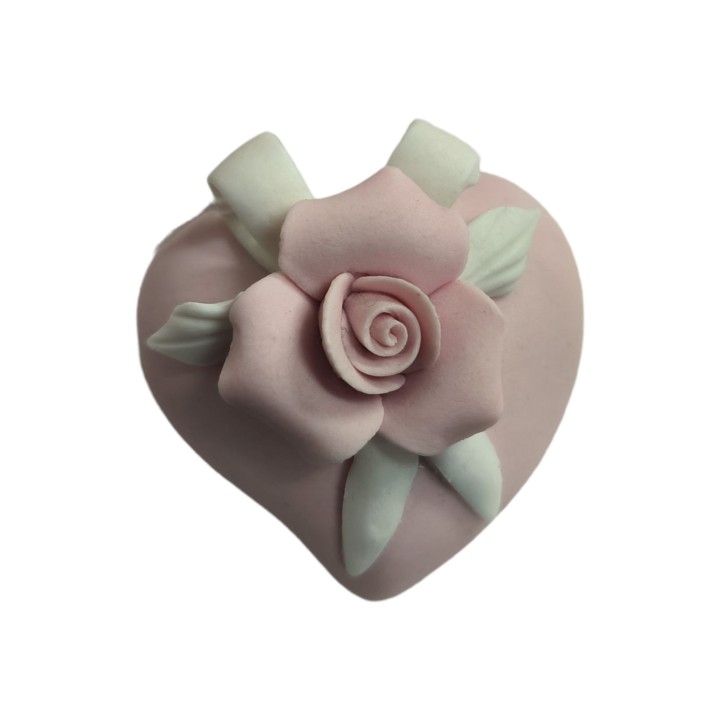 Cuore Rosa in bisquit fiore 5x4 cm ilary queen | CarinCasa