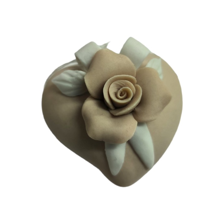Cuore tortora in bisquit fiore 5x4 cm ilary queen |…