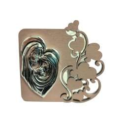 Sacro in legno sacrafamiglia 9x9 cm rosa