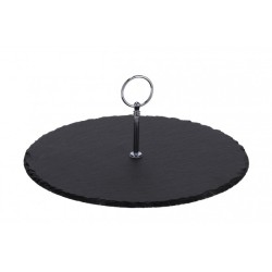 Centrotavola in ardesia con manico in metallo-diam. cm. 30 x h. cm. 30