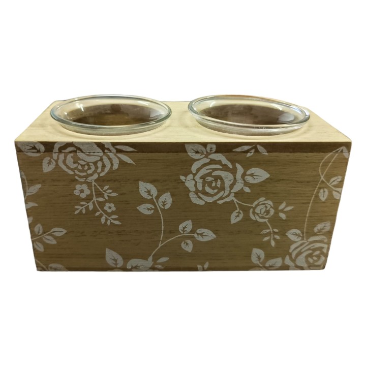 Portacandela con disegno rose bianche 15,5x7 cm | CarinCasa