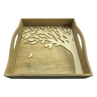 Vassoio con manici in legno naturale decoro albero della…