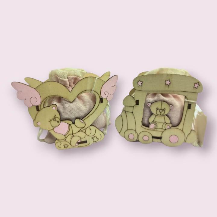 Scatola in legno portaconfetti con sacchetto orsetto 9x8 cm…