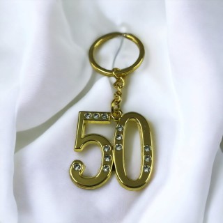 Portachiave 50 esimo con cristalli in metallo | CarinCasa