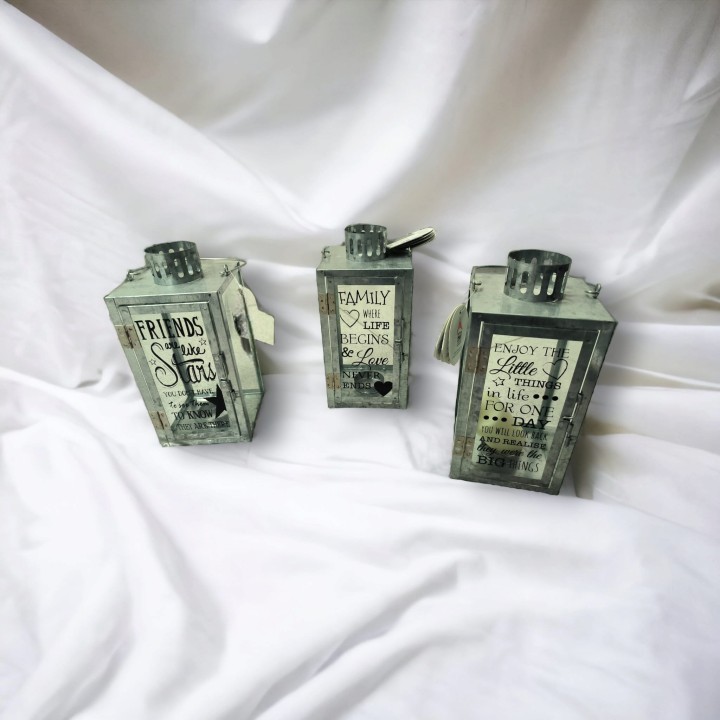 Lanterna slogan zinc 21X10 cm assortiti decori | CarinCasa