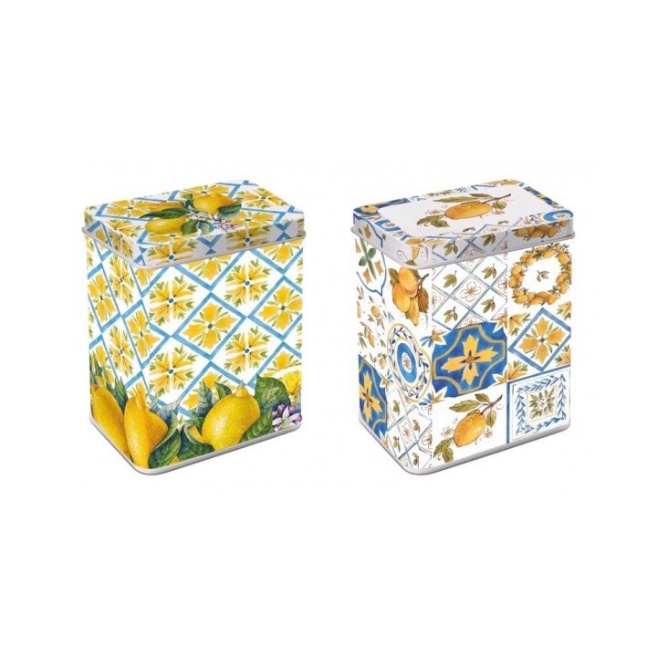 Barattolo biscottiera in latta con coperchio-ass. 2 decori…