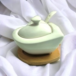 Zuccheriera cuore con base bamboo 10X6 CM