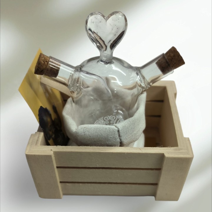 Set oliera-cassetta 12 cm. Vetro-leg-stof. G.box | CarinCasa