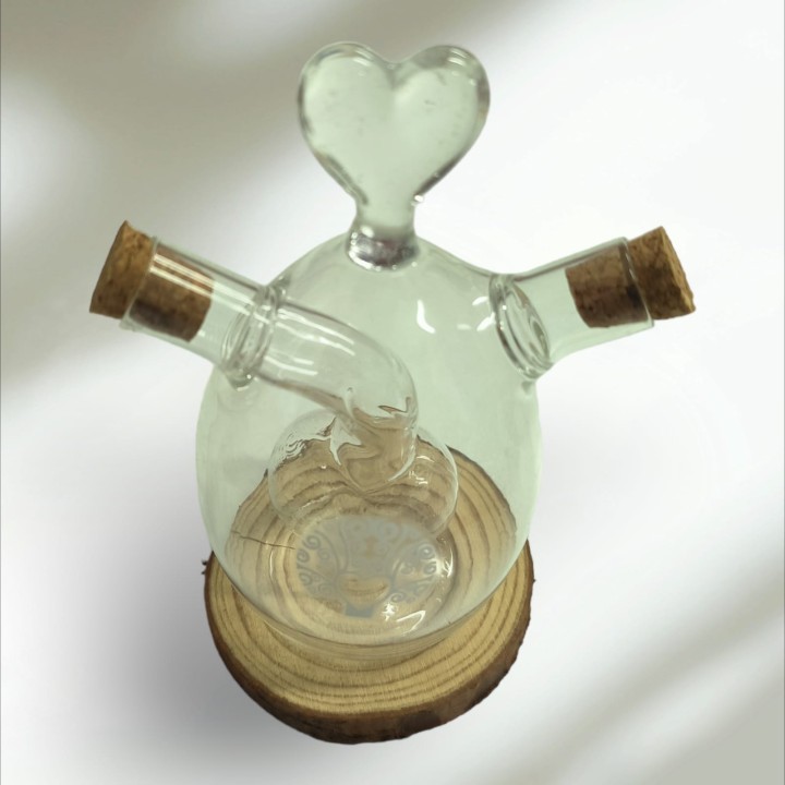 Set oliera-piattino 12.3 cm. Vetro-legno g.box | CarinCasa