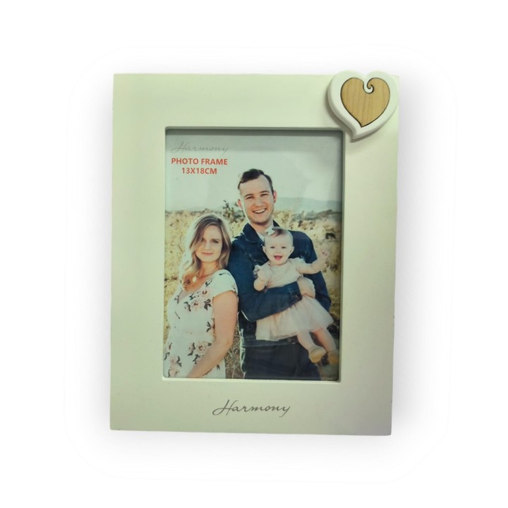 Portafoto legno bianco con applicazione cuore 13 x 18 cm |…