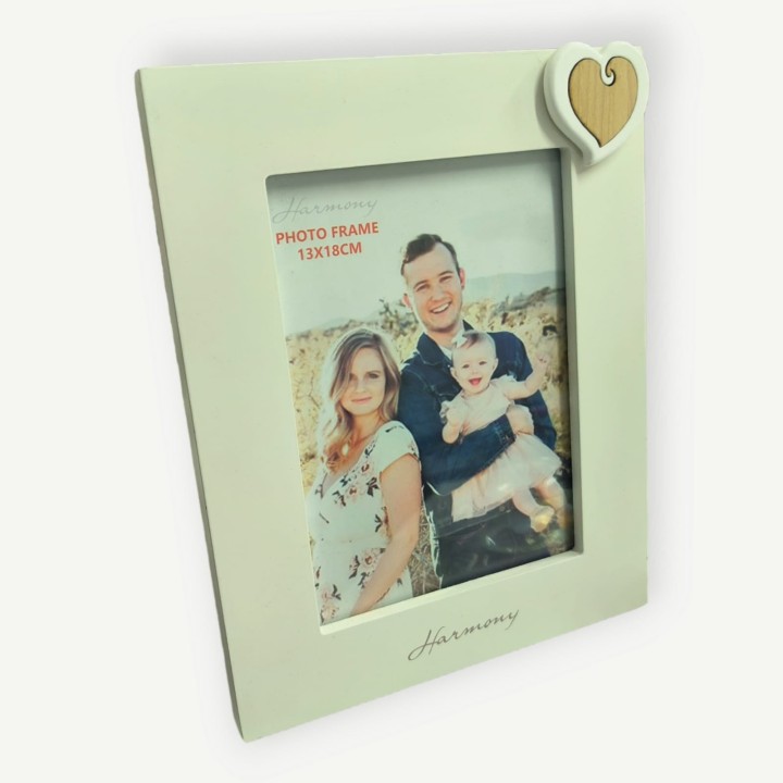 Portafoto legno bianco con applicazione cuore 13 x 18 cm |…