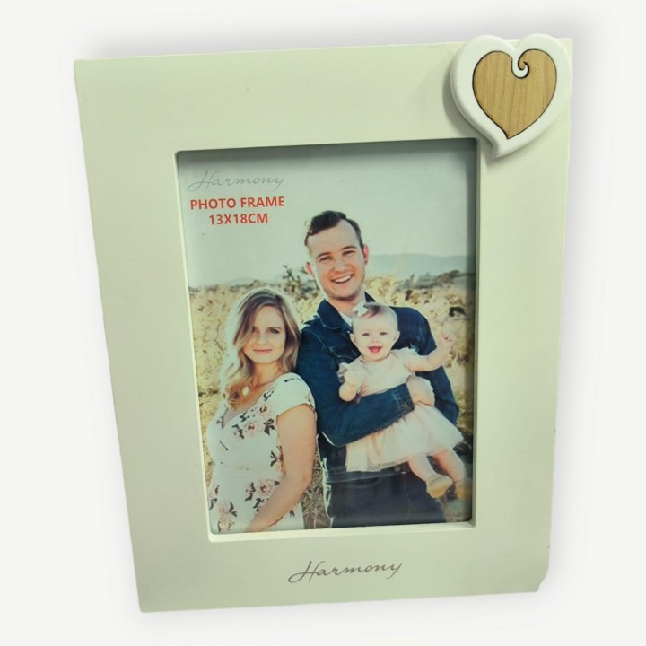 Portafoto legno bianco con applicazione cuore 13 x 18 cm |…