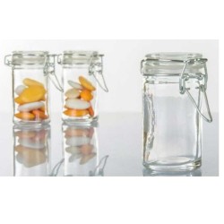 Barattolo in vetro con chiusura ermetica H2799 Kharma Living 4x8.5 cm 80ml