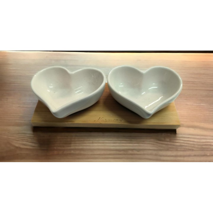 Set 2 antipastierine cuore con base bamboo 16x4 cm sunny…