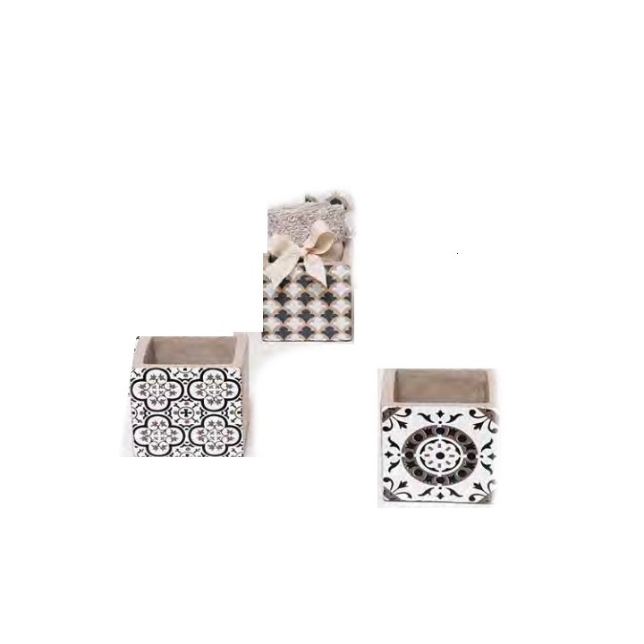 Vaso singolo in cemento 3 decori assortiti 11x11x11 cm |…