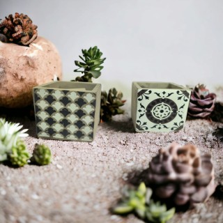 Vaso singolo in cemento 3 decori assortiti 11x11x11 cm |…