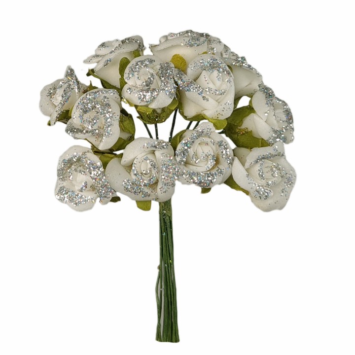 Rosa artificiale in polifoam anniversario ø 1,5 cm argento…