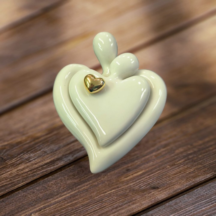 Scatola coppia Con cuore oro 11x14x3 cm | CarinCasa