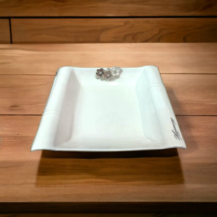 Piatto Vassoio Svuotatasche con applicazione fiore 22x19 cm…