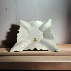 Svuotatasche Vassoio coppa smerlata quadrata porcellana e biscuits Sant'etienne 15,5 cm