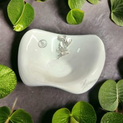 Svuotatasche porcellana bianca con applicazione 15 cm