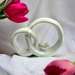 Doppio anello porcellana madreperla 17,5 x 13,5 cm