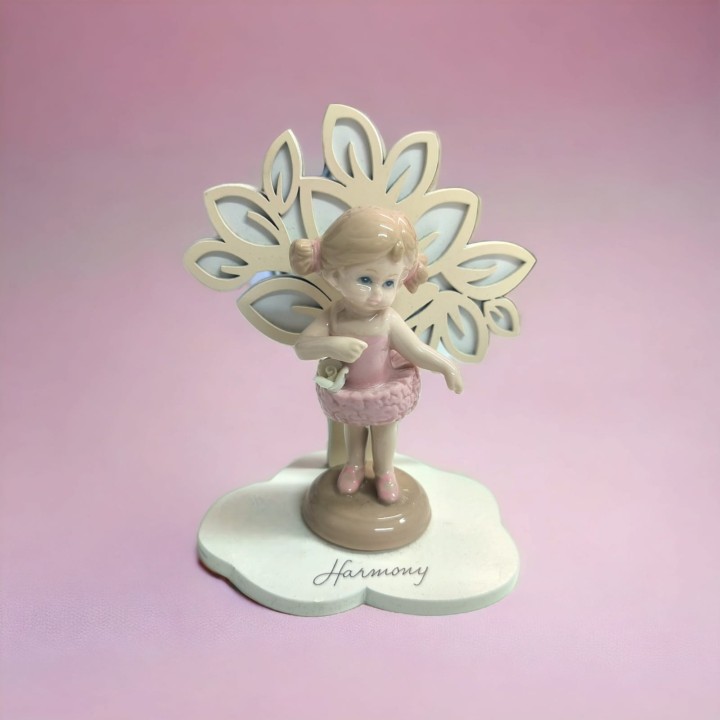 Albero della vita crema con bimba tutù rosa 12x16,5 cm |…